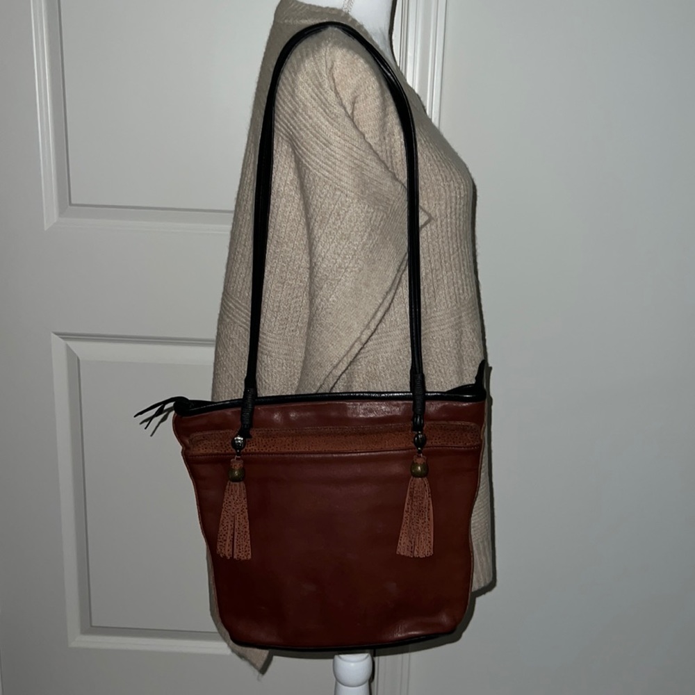 Leather Studio Karen Carlson brown/black purse crossbody shoulder bag